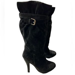COACH AND FOUR Darson Mid Calf Black Suede Boot size 6 NWOB